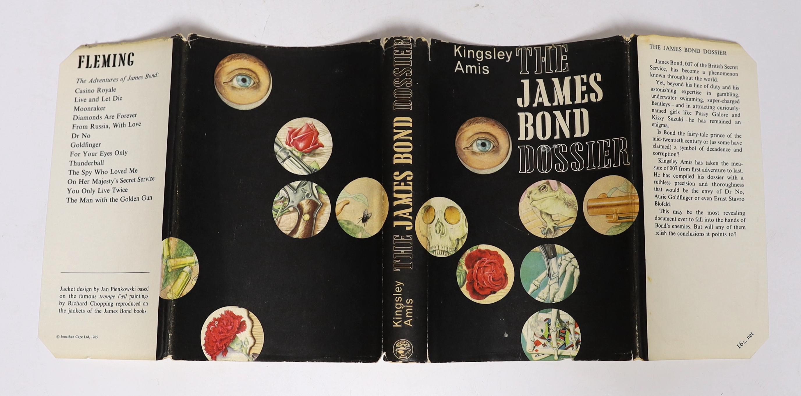 Fleming, Ian - Diamonds Are Forever, 1st edition, remainder copy, outside bound by others in yellow cloth (spine and boards spotted, front board stamped Ex Libris), 8vo, in an unclipped d/j, (leaves trimmed to 182 x122mm